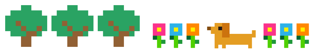 木とお花と犬の画像